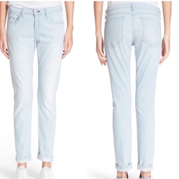 Rag & Bone Designer Denim Dre Slim Boyfriend Jeans Light Wash Blue Ashling 24 - Picture 1 of 13